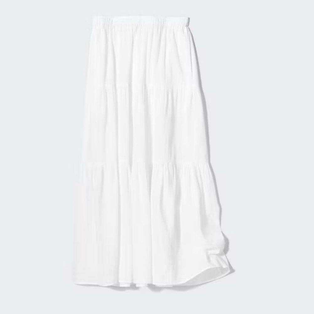 Uniqlo crinkle cotton tiered skirt double layer NWT size L